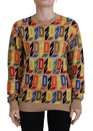 Dsquared2 Dsquared&sup2; Cotton Long Sleeve Crew Neck Printed Womens Sweater (Pre-Owned)