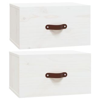 vidaXL Mesitas De Noche De Pared 2 Uds Blanco 40x29,5x22 Cm Vidaxl