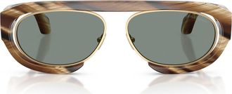 Giorgio Armani 57mm Oval Sunglasses in Horn Brown/Grey at Nordstrom