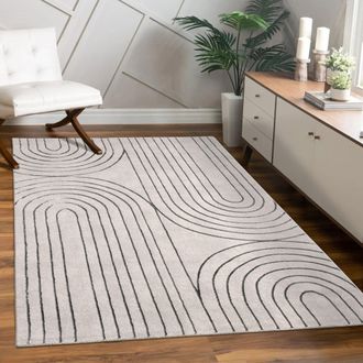 Paco Home Alfombra Salon De Habitacion Pelo Corto Motivo Floral Arco&iacute;ris Geometrico 120x160 Cm, Gris 3 - Paco Home