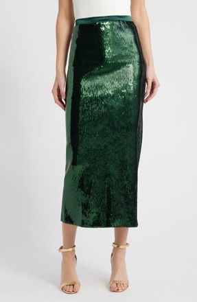 BOSS Eluxia Sequin Midi Skirt in Open Grn at Nordstrom Rack, Size Small