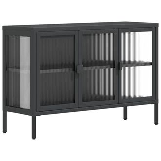 Berkfield Home Sideboard Black 105x35x70 cm Glass & Steel | Size: 105 x 35 x 70 cm