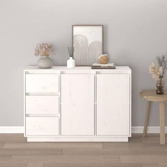 Berkfield Home Sideboard White 111x34x75 cm Solid Wood Pine | Size: 111 x 34 x 75 cm