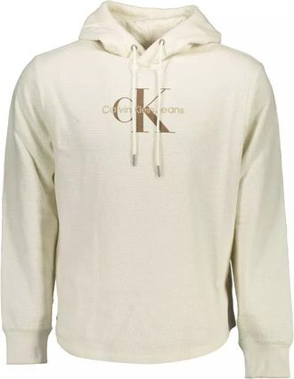 Calvin Klein Mens Waffle Knit Hoodie J30j300337 - Ivory Cotton - Size X-Large