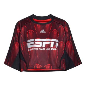 adidas (WMNS) adidas Crop Jersey Asia Sizing Asia Sizing Red Black KD0502