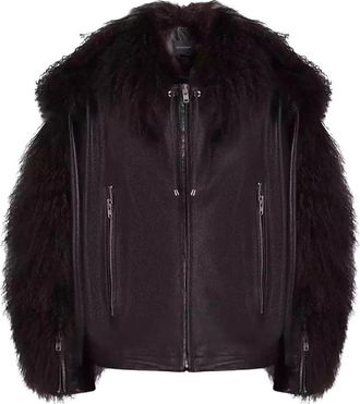 Manokhi Bruine Jade Bomber Leren Jas - Dames - Leren en Su&egrave;de Jassen - Bruin - S - Leer - Jassen