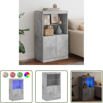 vidaXL Credenza moderna - Credenza con Luci LED Grigio Cemento 60,5x37x100 cm