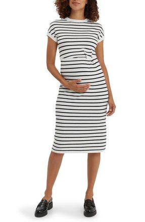 Nom Maternity Lydia Sweater Knit Maternity Dress in Blue & White Stripe at Nordstrom, Size Medium