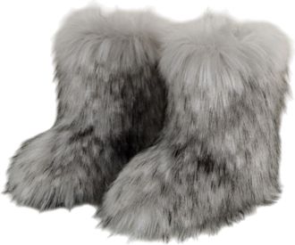 Generic Womens Faux Fur Boots, Fluffy Mid-Calf Boots, Sexy Yet Cute And Stylish, Comfortable Outdoor Flat Shoes, Warm In Winter