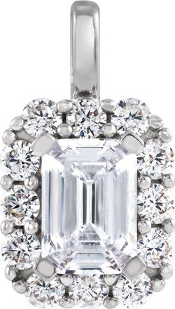 Diamond2Deal 14k White Gold 1 1/2ct Lab-Grown Diamond Halo-Style Pendant