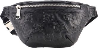 Gucci Black Gg Embossed Perforated Leather Belt Bag Small (Authentic Pre- Loved)