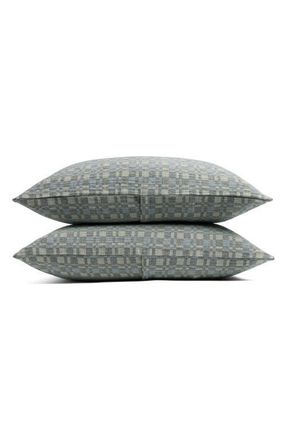Parachute Modern Check Set of 2 Organic Cotton Jacquard Pillow Shams in Dusk And Moss at Nordstrom, Size King