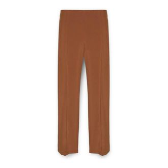 Elena Miro Broeken, Dames, Bruin, 7Xl, Polyester, Lichtgewicht stof rechte pijp broek