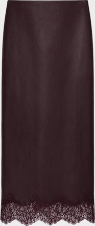 LaMarque Sonja Faux Leather Lace-Trimmed Midi Skirt