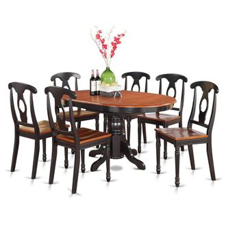 East West Furniture 7 Pc Dining room set-Oval Dining Table and 6 Dining Chairs