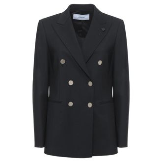 Lardini Double-Breasted Wollen Jas - Dames - Jassen - Zwart - Maat: S Wol