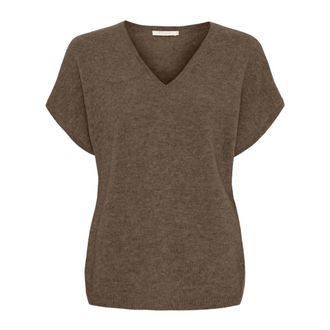 BTF-CPH Btfcph - V-hals gebreid T-shirt - Dames - Truien - Bruin - Maat: L Wol