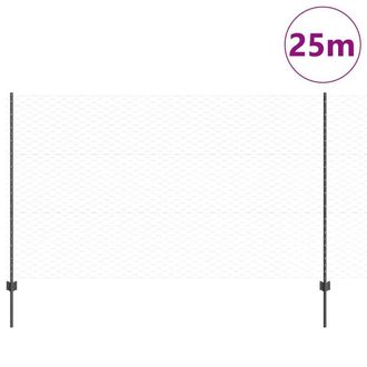 Berkfield Home Modern Fence Posts 22 pcs U-Channel Grey 140 cm Steel, Hexagon Fe