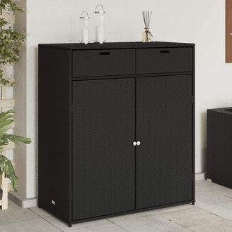 Berkfield Home Garden Storage Cabinet Black 105x55x113 cm Poly Rattan | Size: 105 x 55 x 113 cm