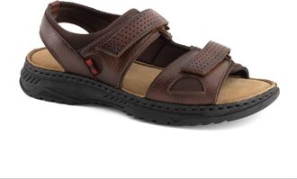 Andrea Mens Open Toe Leather Sandal In Brown