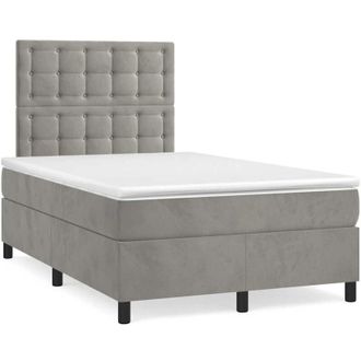 vidaXL Vidaxl - Cama Box Spring Con Colch&oacute;n Terciopelo Gris Claro 120x190 Cm