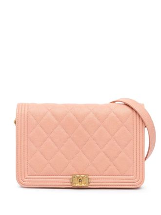 Chanel 2019 Quilted Caviar Boy Wallet on Chain crossbody bag - women - Caviar Leather - One Size - Pink