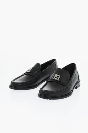 Fendi Leather Loafers with Monogram Buckle Fendi
