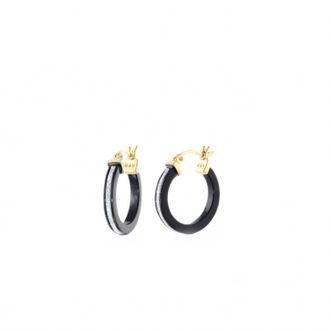 Gold & Honey Womens Thin Glitter Lucite Hoop Earrings In Black