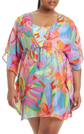 Bleu Rod Beattie Semisheer Cover-Up Caftan in Blue Multi at Nordstrom, Size 1 X