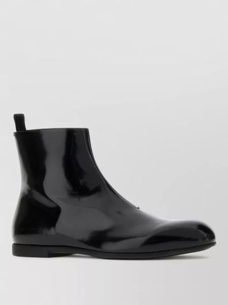 Jil Sander leather ankle boots flat sole pull tab