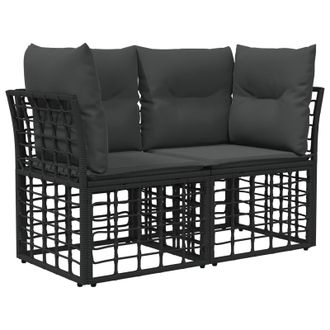 vidaXL Loveseat De Exterior 2 Pcs Negro Y Gris Oscuro Rat&aacute;n Sint&eacute;tico Vidaxl