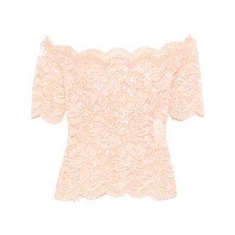 Paco Rabanne Off-Shoulder Lace Top - female - Rabanne - Blouses - Pink - S - Blouses & Shirts