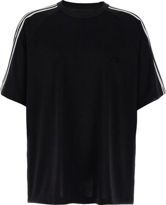 Yohji Yamamoto Y-3 3 Strisce T Shirt Bianco/Nero-Donna