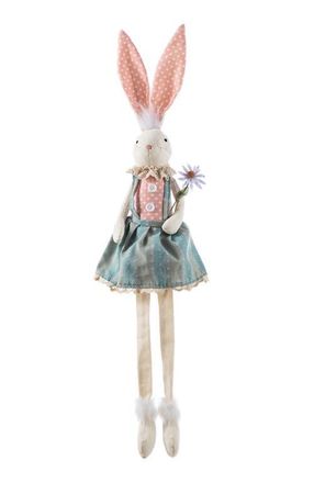 Glitzhome Easter Fabric Girl Bunny with Dangling Legs in Pink at Nordstrom, Size Medium
