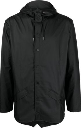 Rains drawstring-hooded buttoned rain jacket - unisex - Polyester/Polyurethane - M - Black