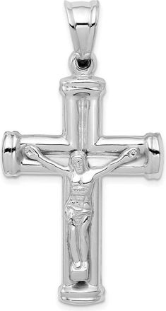 Diamond2Deal 14K White Gold Reversible Crucifix Pendant