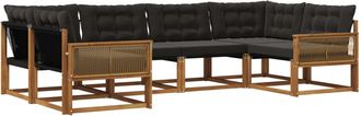vidaXL Conjunto De Sof&aacute;s De Exterior 6 Uds. Natural Y Negro Vidaxl