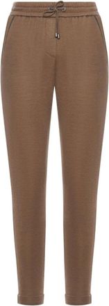 Brunello Cucinelli Brunello Cucinelli, Sweatpants, female, Brown, Size: XS Brown Trousers with Elasticated Waistband