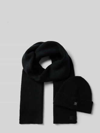 HUGO BOSS M&uuml;tze und Schal im Set mit Woll-Anteil Modell ZASO in Black, Gr&ouml;&szlig;e 1