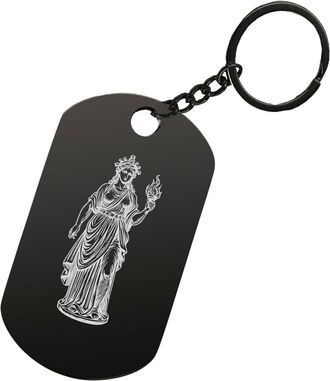 Generic Hestia Greek Goddess Laser Engraved Steel Dog Tag Keychain Keytag