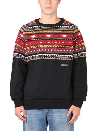 Marcelo Burlon Crew Neck Sweatshirt With Geometric Pattern