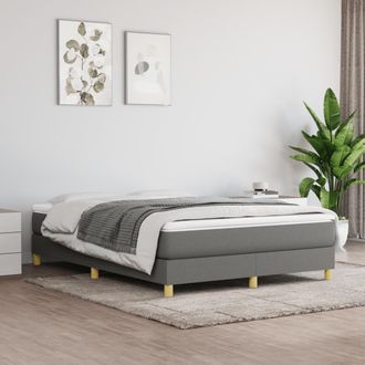 vidaXL Cama Box Spring Con Colch&oacute;n Tela Gris Oscuro 140x190 Cm Vidaxl