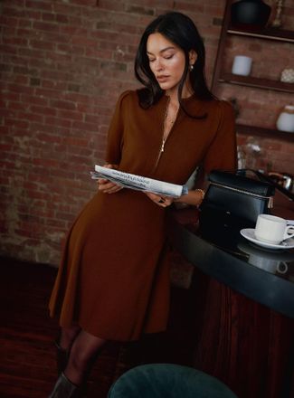 Contemporaine Womens Zippered knit dress made of responsibly sourced wool