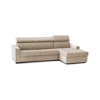 Dmora Sof&aacute; Fijo Dgritt, Sof&aacute; De Esquina, 100% Made In Italy, Sof&aacute; De Sal&oacute;n Con Chaise Longue, En Tela Acolchada - Pen&iacute;nsula Contenedor Derecho, Con Reposabr