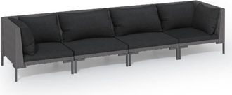 vidaXL 4 Pcs Conj. Garden Lounge Con Cojines De Mimbre Pew Grey Grey - 345479