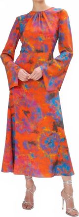 Ronny Kobo Mara Midi Dress In Tie Dye Orange