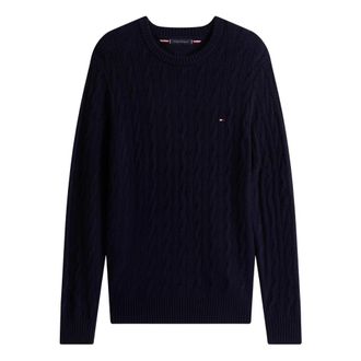 Tommy Hilfiger Lambswool Cable Crew - Knitwear - Hombre - Azul - L
