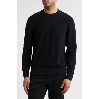 BOSS Ecaio Cotton Piqu&eacute; Crewneck Sweater in Black at Nordstrom Rack, Size Small