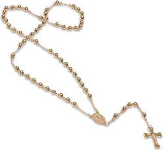 Steeltime Mens 18K Gold Plated Stainess Steel Rosary Crucifix Necklace in Yellow at Nordstrom Rack