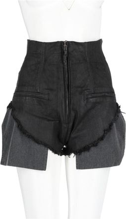 Rick Owens Black High-Waisted Layered Cotton Shorts